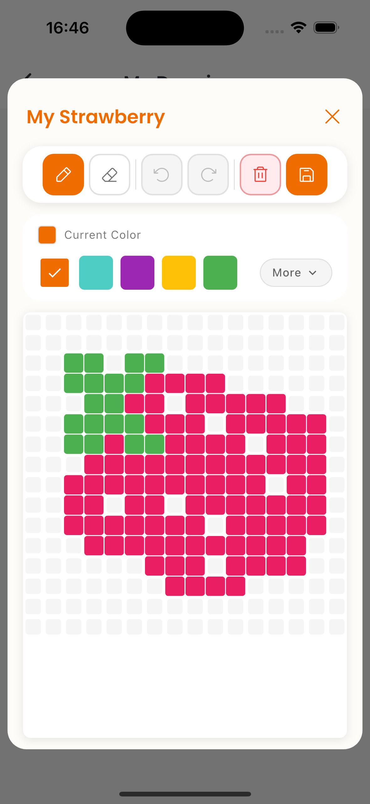 HabitBlocks creative mode screen showing pixel art drawing interface